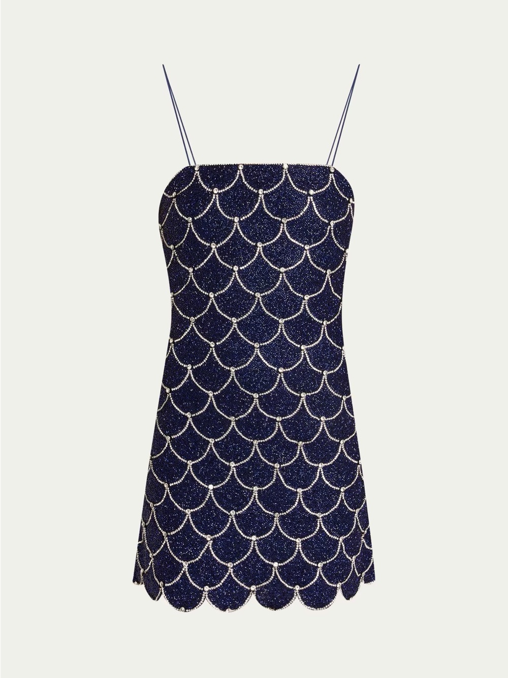 Alice + Olivia Navy Scallop Beaded Spaghetti-Strap Mini Dress - Picture 4 of 9